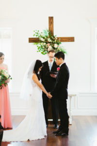St. Augustine Wedding Bride and Groom at Altar in Villa Blanca