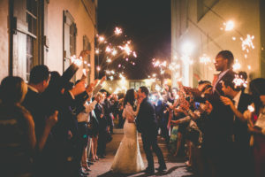 St. Augustine Wedding Bride and Groom Sparkler Grand Exit Kiss