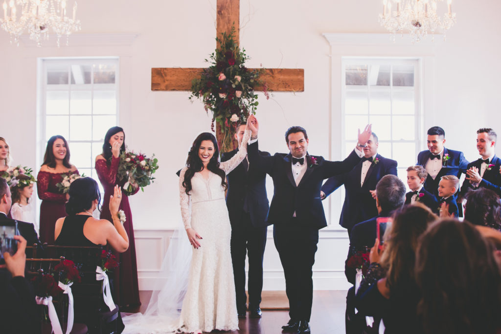St. Augustine Bride and Groom Celebrate down Aisle