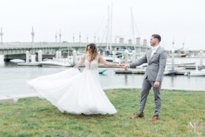 St Augustine Florida Wedding Bride and Groom Bayfront Spin 2